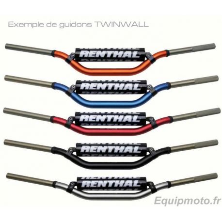 Guidon Ø28,6mm avec barre RENTHAL Twinwall replica Ricky Carmichael mousse noire