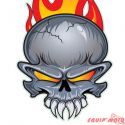 AUTOCOLLANT LETHAL THREAT TETE DE MORT FLAMME