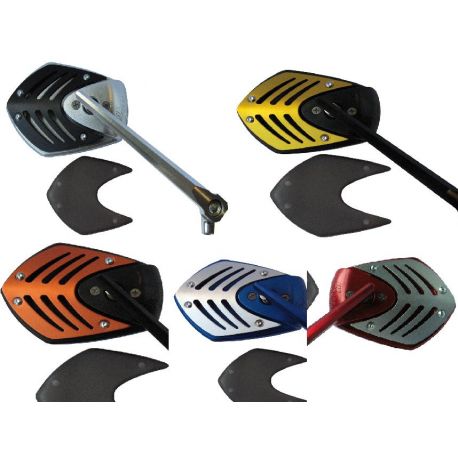 Retroviseur moto alu TOMAHAWK ROUGE-ARGENT