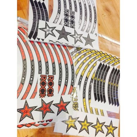 Kit déco jantes moto ROCKSTAR jaune