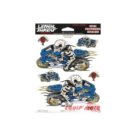 AUTOCOLLANT LETHAL THREAT SQUELETTE MOTO