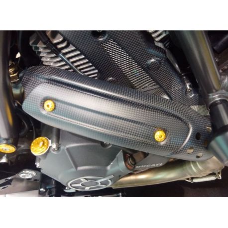 Pare chaleur collecteur echappement carbone partie inférieur DUCATI 800 SCRAMBLER