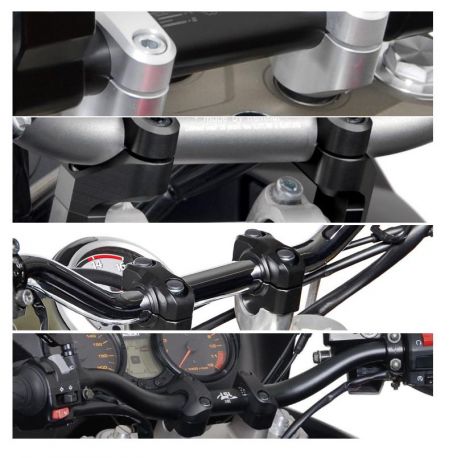 Kit réhausse de guidon moto SW MOTECH avec guidon LSL 22mm hauteur 90mm noir