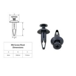 Rivets plastique 22.8 mm M6 moto