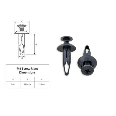 Rivets plastique M6 moto