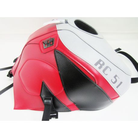 Tapis de reservoir BAGSTER HONDA VTR 1000 SP1 2002 GRIS CLAIR / ROUGE/  POINTE NOIRE