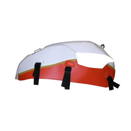 Tapis de reservoir BAGSTER TRIUMPH BONNEVILLE T100 2009 BLANC/ORANGE 50ème Anniversaire