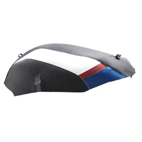 Tapis de reservoir BAGSTER BMW S1000RR 2010-2011 NOIR MAT/DÉCO BLANCHE/AZUR NACRÉ/ET ROUGE FONCÉ