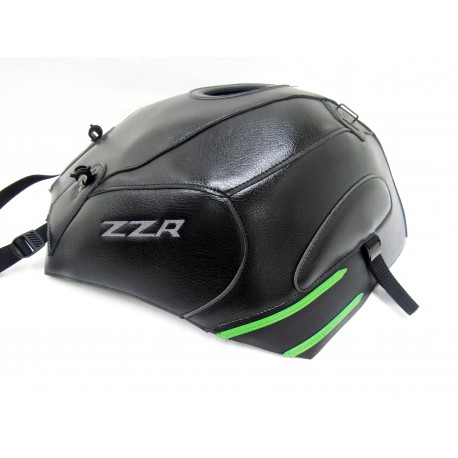 Tapis de reservoir BAGSTER KAWASAKI ZZR1400 2017 NOIR/DÉCO NOIRE MAT GRAINÉ/POINTES VERT NACRÉ
