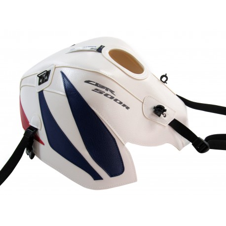 Tapis de reservoir BAGSTER HONDA CBR500R 2014 BLANC/POINTES BLEUES BALTIQUE/ROUGE