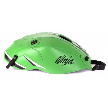 Tapis de reservoir BAGSTER KAWASAKI ZX300R NINJA 2015 VERT/DECO NOIR ARGENT/POINTES NOIRES/BANDES NOIRES ET BLANCHES