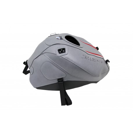 Tapis de reservoir BAGSTER TRIUMPH 675 STREET TRIPLE R 2017 ACIER/BRODERIE ARGENT/BRODERIE ROUGE