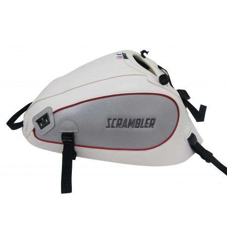 Tapis de reservoir BAGSTER DUCATI 800 SCRAMBLER 2017 BLANC/FLANCS ARGENT /LISERET ROUGE