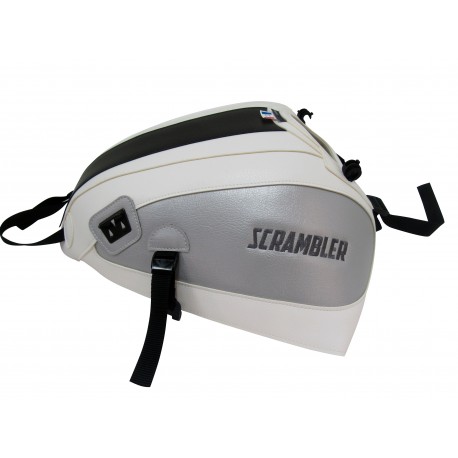 Tapis de reservoir BAGSTER DUCATI 800 SCRAMBLER 2017 BLANC/FLANCS ARGENT /BANDE NOIRE