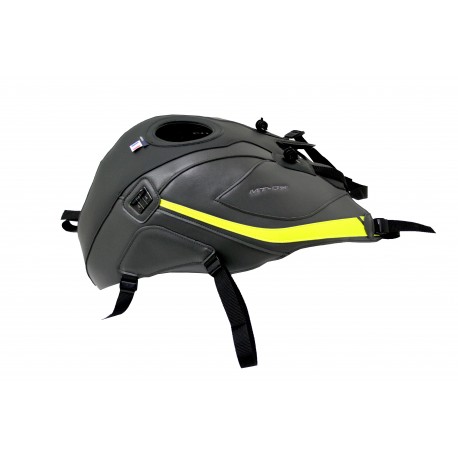 Tapis de reservoir BAGSTER YAMAHA MT 03 2018 NOIR MAT GRAINÉ/ESPACE/DÉCO JAUNE FLUO