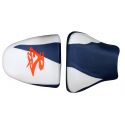 housse de selle bagster SUZUKI GSXR750 1996-1997 BLANC/BLEU/LETTRES ORANGE FLUO