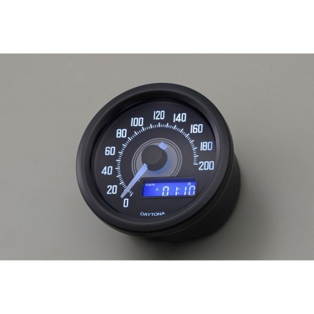 Compteur moto DAYTONA VELONA à leds NOIR FOND BLANC 200km/h