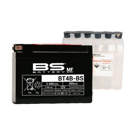 Batterie moto BS BATTERY BT4B-BS sans entretien livrée avec pack acide