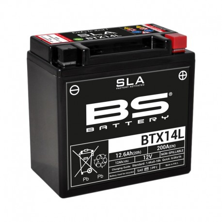 Batterie moto BS BATTERY BTX14L SLA sans entretien activée usine