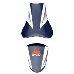 housse de selle bagster SUZUKI GSXR1000 2006 BLEU FONCE/ACIER/BLANC/LETTRES BLANCHES/R FLUO