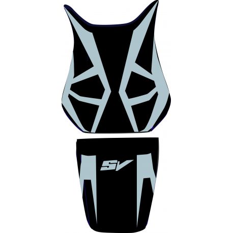 housse de selle bagster SUZUKI SV650 2006 BLEU ARGENT/NOIR/LETTRES ARGENT