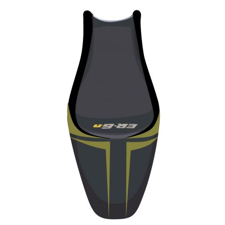 housse de selle bagster KAWASAKI ER6N 2005-2006 NOIR MAT/OR/LETTRES GRISES CLAIRES