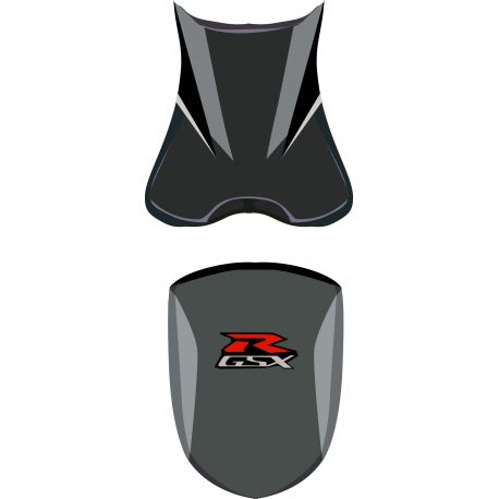 housse de selle bagster SUZUKI GSXR600 2006 NOIR/NUBUCK/GRIS CLAIR/ARGENT/LETTRES ROUGES