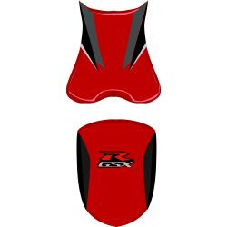 housse de selle bagster SUZUKI GSXR600 2006 ROUGE/NOIR/ANTHRACITE/GRIS CLAIR/LETTRES FLUO