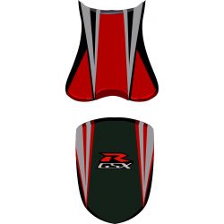 housse de selle bagster SUZUKI GSXR750 2006 NOIR/BORDEAUX CLAIR/GRIS CLAIR/LETTRES FLUO