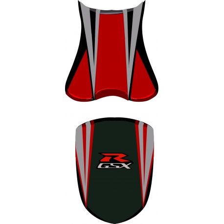 housse de selle bagster SUZUKI GSXR750 2006 NOIR/BORDEAUX CLAIR/GRIS CLAIR/LETTRES FLUO