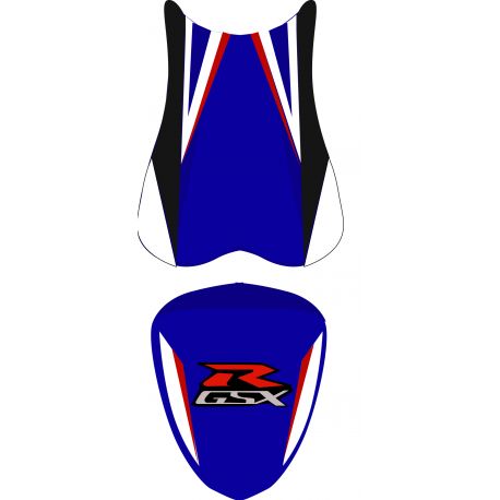 housse de selle bagster SUZUKI GSXR750 2007 BLEU/BLANC/NOIR/LETTRES ROUGES ET BLANCHES