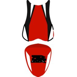 housse de selle bagster SUZUKI GSXR600 2007 ROUGE/BLANC/CARBONE/LETTRES ROUGES ET BLANCHES