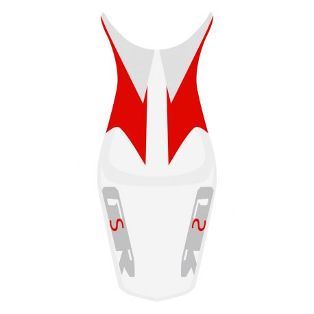 housse de selle bagster SUZUKI GSR600 2007 BLANC/ROUGE/GRIS CLAIR/LETTRES ARGENT