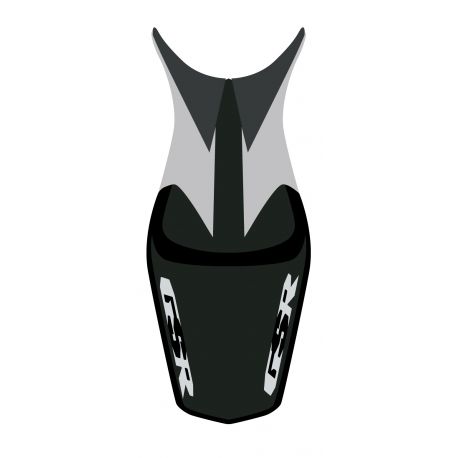housse de selle bagster SUZUKI GSR600 2008-2010 GRIS CLAIR/NOIR/NOIR MAT/LETTRES ARGENT