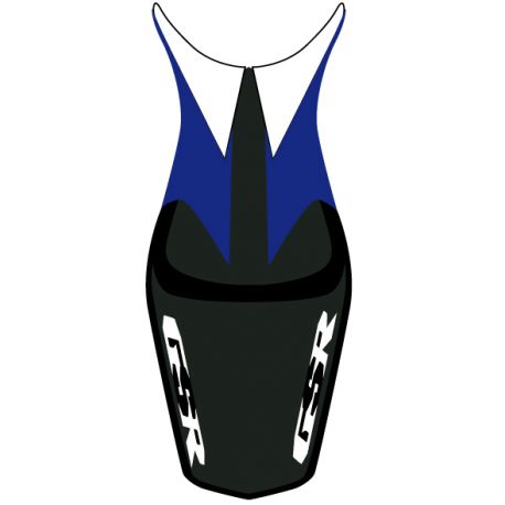 housse de selle bagster SUZUKI GSR600 2010 BLEU/BLANC/LETTRES BLANCHES ET BLEUES