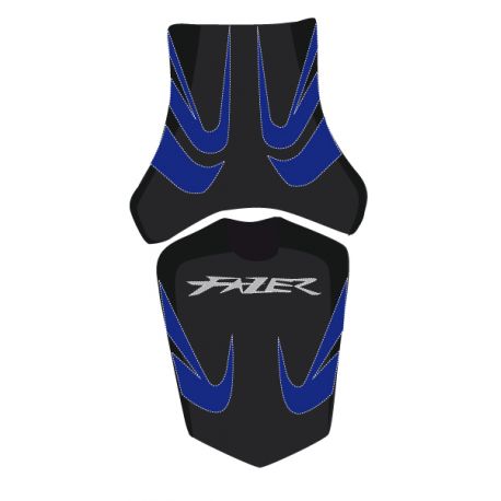 housse de selle bagster YAMAHA FZ1 2010 NOIR/BLEU/LETTRES GRISES CLAIRES