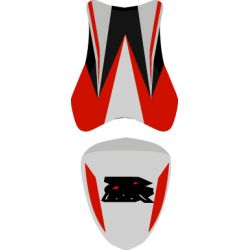 housse de selle bagster SUZUKI GSXR1000 2007 GRIS CLAIR/ROUGE/NOIR/LETTRES ROUGES