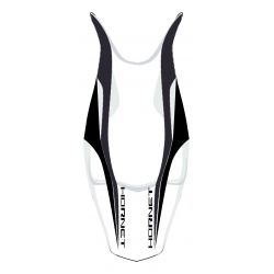 housse de selle bagster HONDA 600 HORNET 2008-2009 BLANC/NOIR MAT/LETTRES NOIRES
