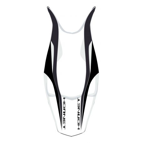 housse de selle bagster HONDA 600 HORNET 2008-2009 BLANC/NOIR MAT/LETTRES NOIRES