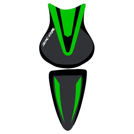 housse de selle bagster KAWASAKI ZX6R 2008 VERT/NOIR/LETTRES BLANCHES