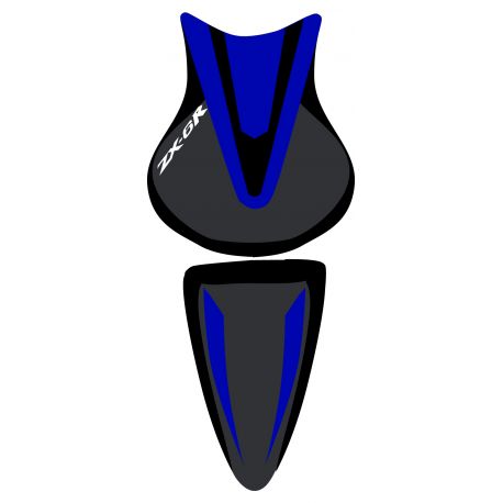 housse de selle bagster KAWASAKI ZX6R 2008 AZUR NACRE/NOIR/LETTRES BLANCHES