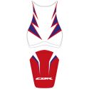 housse de selle bagster HONDA CBR1000RR 2010 BLANC/BLEU/ROUGE/LETTRES BLANCHES