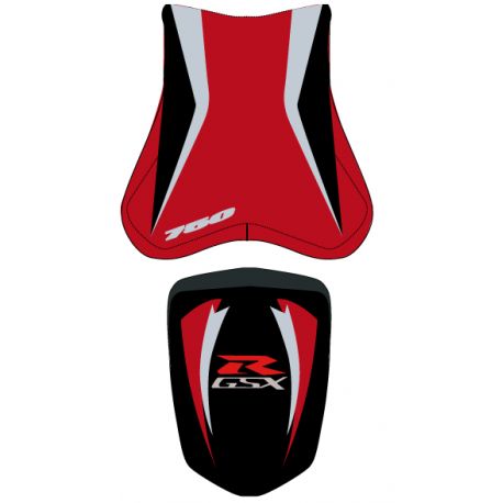 housse de selle bagster SUZUKI GSXR750 2010 NOIR/GRIS/VERMILLON/LETTRES GRISES