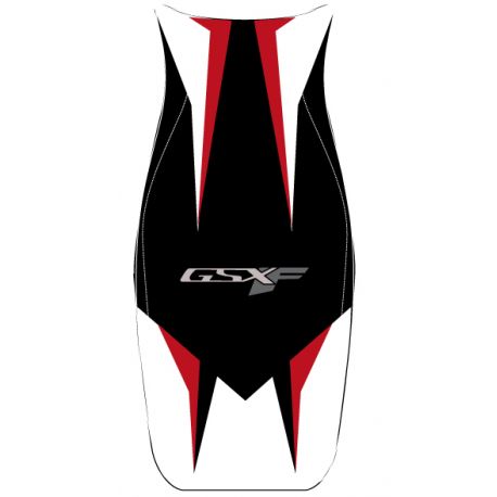 housse de selle bagster SUZUKI GSX650F 2010 BORDEAUX CLAIR/NOIR/BLANC/LETTRES BLANCHES ET BORDEAUX