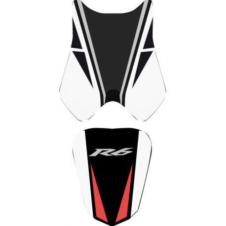 housse de selle bagster YAMAHA YZF-R6 2010-2011 NOIR/BLANC/ROUGE/LETTRES BLANCHES