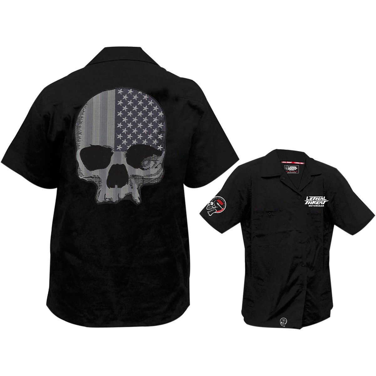 chemise motards LETHAL THREAT USA SKULL ...