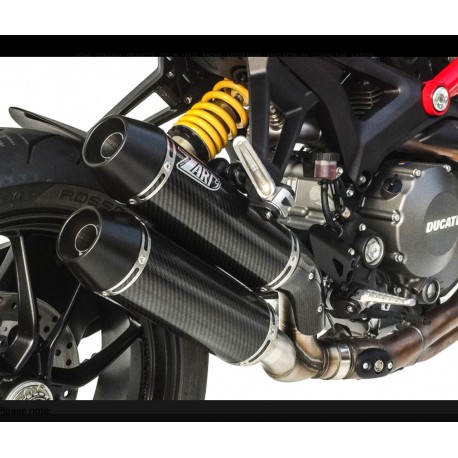 Double pot d'Echappement Superposés Zard Ducati Monster 1100 Evo