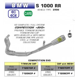Ligne d'Echappement racing ARROW compétition evo BMW S1000RR 2019-2023 M1000R 2023 avec grille GP