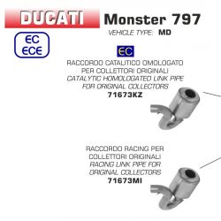 Raccord d'echappement ARROW DUCATI 797 MONSTER 2017-2018 800 MONSTER 2017-2020 800 SCRAMBLER DESERT SLED