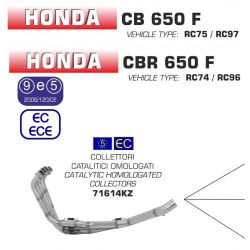 Collecteur d'Echappement ARROW HONDA CB650F CBR650F 2014-2018